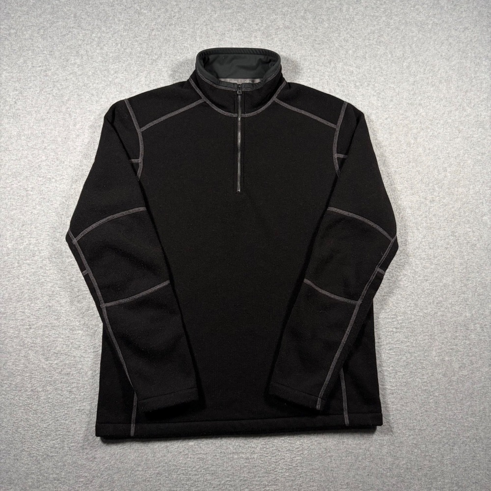 KUHL Revel 1/4 Zip Pullover Men Medium Black Fleece Sweater Outdoors Hiking 3007